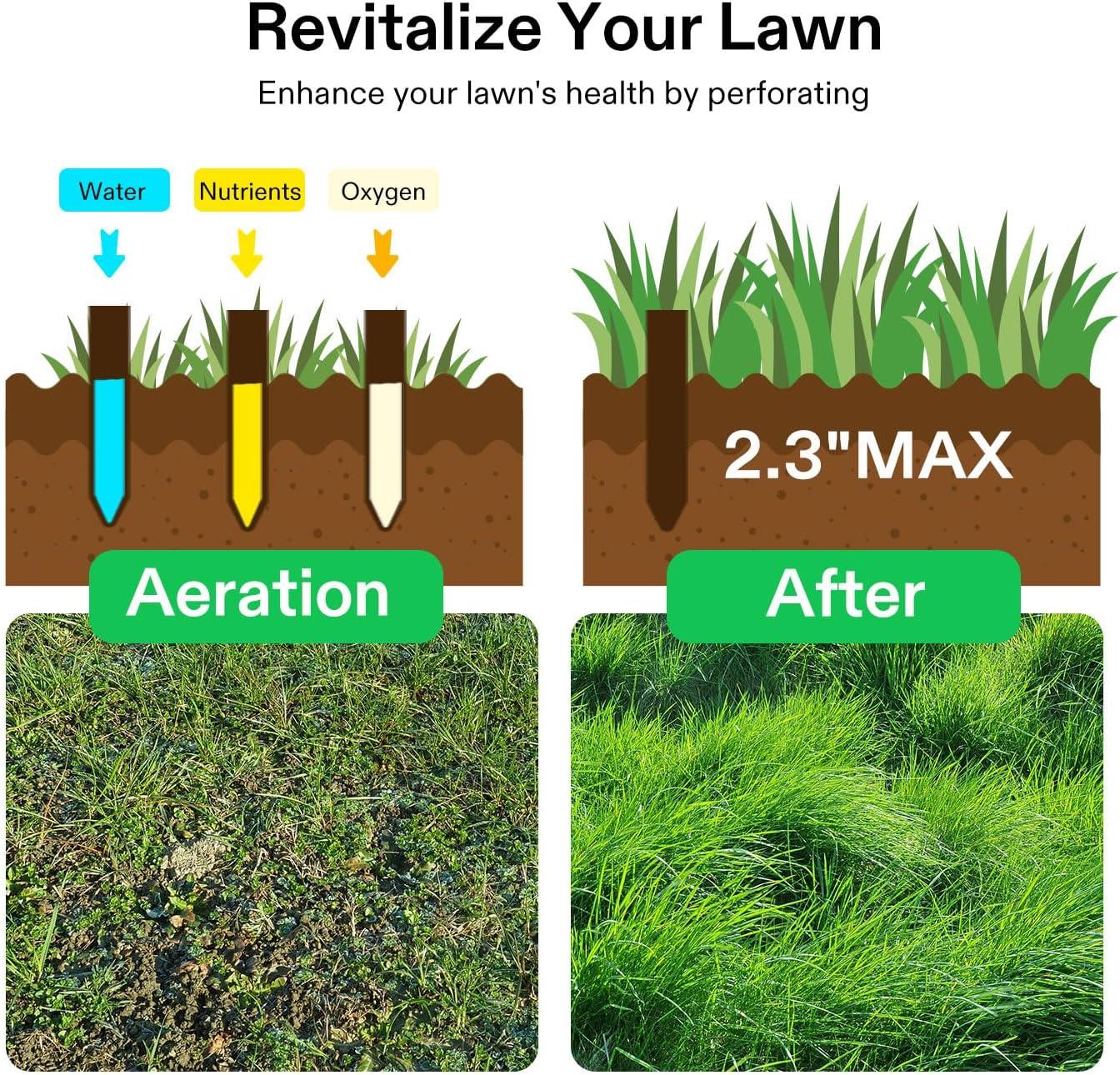 imageVIVOSUN 15Spike Lawn Aerator Tool Metal Spike Aerator Efficient Manual Dethatching ampamp Soil Aerating PreAssembled Lawn Aeration Garden Tool Durable Steel Structure with THandle ampamp Wide Foot Bar
