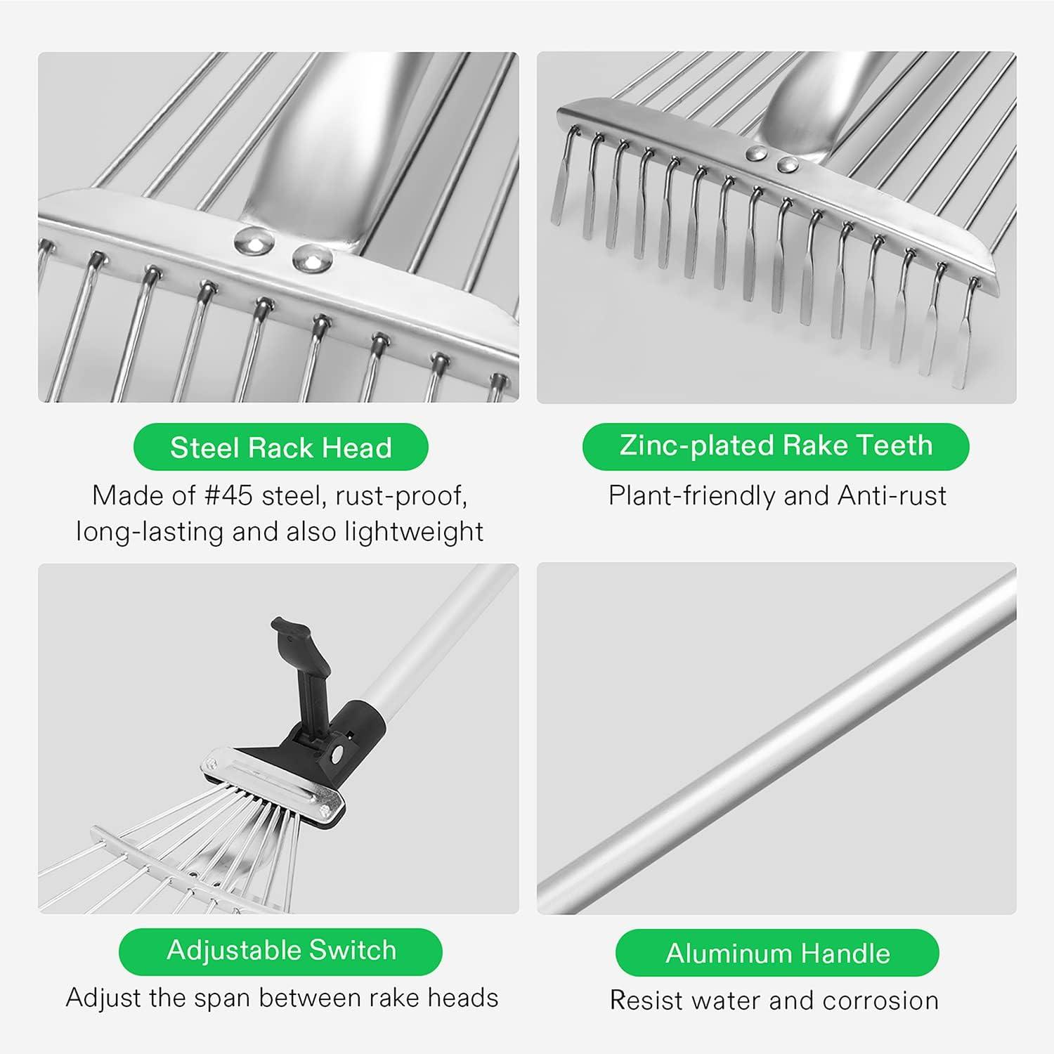imageVIVOSUN 15quot Thatch Rake 15quot x 70quot Lawn Thatching Rake Sturdy Dethatcher Rake Efficient Steel Metal Rake with Handle Durable Adjustable Head for Removing Dead Grass and Clippings Loosening Soil64  30 Leaf Rake Set