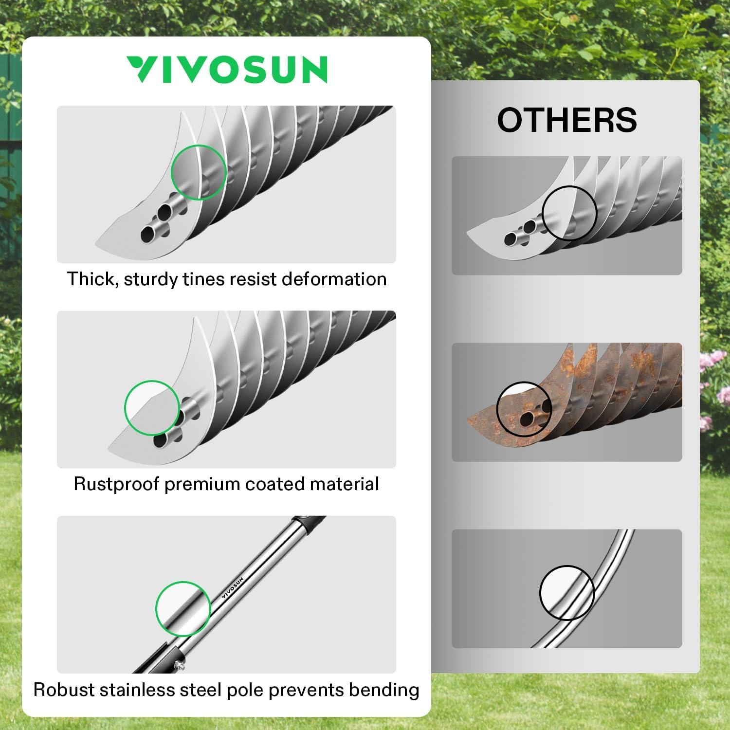 imageVIVOSUN 15quot Thatch Rake 15quot x 70quot Lawn Thatching Rake Sturdy Dethatcher Rake Efficient Steel Metal Rake with Handle Durable Adjustable Head for Removing Dead Grass and Clippings Loosening Soil15 x 70 Thatch Rake