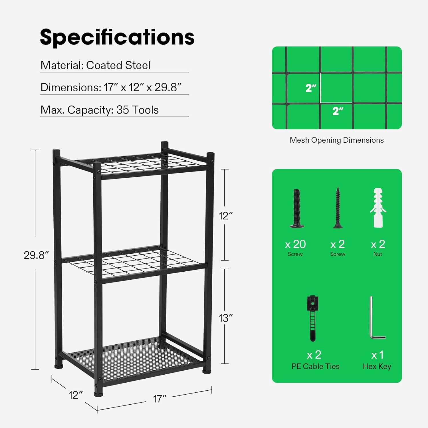 imageVIVOSUN Garden Tool Organizer Heavy Duty Steel Tool Rack Tool Stand Up to 35 LongHandled Tools Yard Tool Storage for Garage Shed Home and Outdoor Medium Antitipping DesignMedium