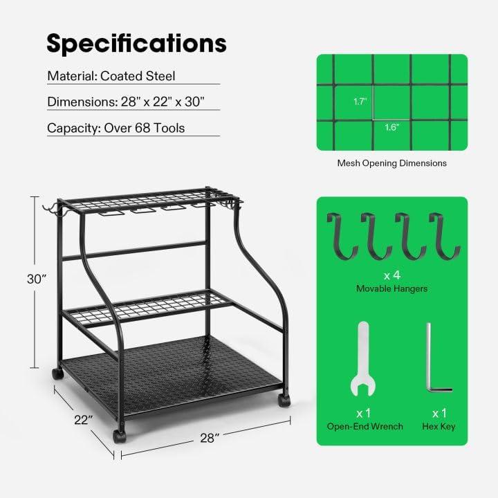 imageVIVOSUN Garden Tool Organizer Heavy Duty Steel Tool Rack Tool Stand Up to 35 LongHandled Tools Yard Tool Storage for Garage Shed Home and Outdoor Medium Antitipping DesignLarge