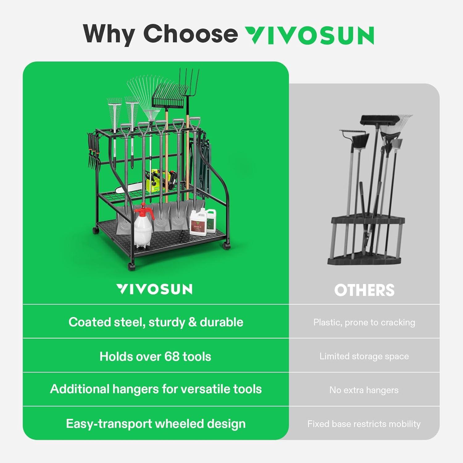 imageVIVOSUN Garden Tool Organizer Heavy Duty Steel Tool Rack Tool Stand Up to 35 LongHandled Tools Yard Tool Storage for Garage Shed Home and Outdoor Medium Antitipping DesignLarge