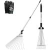 imageVIVOSUN 15quot Thatch Rake 15quot x 70quot Lawn Thatching Rake Sturdy Dethatcher Rake Efficient Steel Metal Rake with Handle Durable Adjustable Head for Removing Dead Grass and Clippings Loosening Soil64  30 Leaf Rake Set