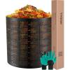 imageVIVOSUN 300 Gallon Outdoor Compost Bin Expandable Composter Easy to Setup ampamp Large Capacity for Backyard Lawn Black with Gloves300 Gallon