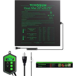 imageVIVOSUN 10quotx 2075quot Seedling Heat Mat and Digital Thermostat Combo Set UL ampamp METCertified Warm Hydroponic Heating Pad for Germination Indoor Gardening Greenhouse20x2075