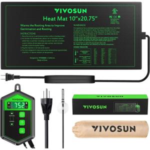 imageVIVOSUN 10quotx 2075quot Seedling Heat Mat and Digital Thermostat Combo Set UL ampamp METCertified Warm Hydroponic Heating Pad for Germination Indoor Gardening Greenhouse10x2075