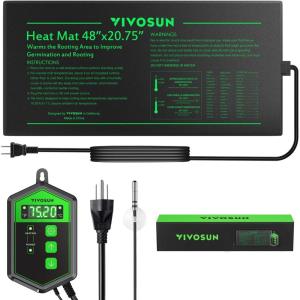 imageVIVOSUN 10quotx 2075quot Seedling Heat Mat and Digital Thermostat Combo Set UL ampamp METCertified Warm Hydroponic Heating Pad for Germination Indoor Gardening Greenhouse48x2075