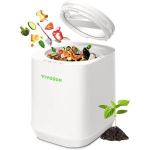 imageVIVOSUN 4L Electric Composter for Kitchen Indoor Smart Compost Machine for Countertop OdorlessAutoCleaning3 ModesIntelligent LED Display Mill Composter Kitchen Bin Food Recycler WhiteWhite