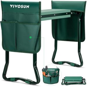 imageVIVOSUN Garden Kneeler and Seat Foldable Gardening Stool Garden Kneeling Bench with Handles EVA Foam Pad ampamp 2 Tool Bags Portable Tools for Women Men Seniors 2in1 Outdoor SuppliesGreen