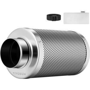 imageVIVOSUN 6 Inch Air Carbon Filter Smelliness Control with Australia Virgin Charcoal for Inline Duct Fan Grow Tent PreFilter Included Reversible Flange 6quotx 16quotSilver