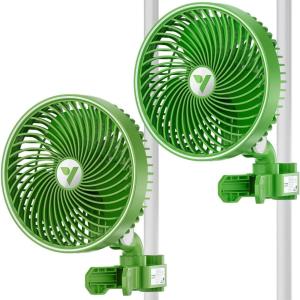 imageVIVOSUN 2Pack AeroWave E6 Grow Tent Fan 6 EC Motor Smart Wifi Control US Patented Auto Oscillating Clip fan Weatherproof IP54 Strong Airflow but Quiet for Hydroponic Ventilation CirculationGreen