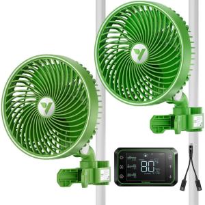 imageVIVOSUN 2Pack AeroWave E6 Grow Tent Fan 6 EC Motor Smart Wifi Control US Patented Auto Oscillating Clip fan Weatherproof IP54 Strong Airflow but Quiet for Hydroponic Ventilation CirculationGreen Fan with E42A