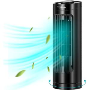 imageVIVOSUN 13 Tower Fan Bladeless Desk Fan with 3 Speeds and 70 Oscillation Portable and Compact Quiet Cooling Fan for Home and Office WhiteBlack