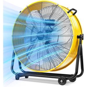 imageVIVOSUN 24 Inch Industrial Tilt Drum Fan Heavy Duty 8540 CFM High Velocity Air Circulation and Cooling for Warehouse Factory Garage Workshop Use 3 Speed ETL Certified