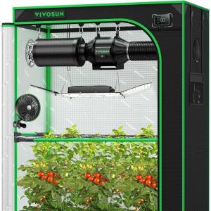 imageVIVOSUN GIY Plus Smart Grow Tent Kit 4x4ft 4Plant System WiFiIntegrated Automatic Grow System with 2000D Mylar Grow Tent FullSpectrum Programmable Grow Light Enhanced Ventilation ampamp CirculationPlus 48x24x72