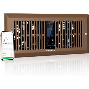 imageVIVOSUN Register Booster Fan Fits 4quot x 12quot Register Holes with 10 Speeds Smart Thermostat Control App Control and Adjustable Wind Direction HVAC Vent Fan Booster BrownBrown