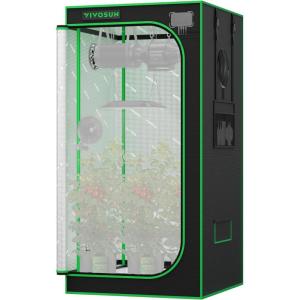 imageVIVOSUN P888 96quot96quot80quot PRO Grow Tent with Thick 1 inch Poles Strengthened High Reflective Mylar Oxford Fabric Extra Hanging Bars ampamp High CFM Kit for Hydroponics Indoor Plant for VS4000432x32x63