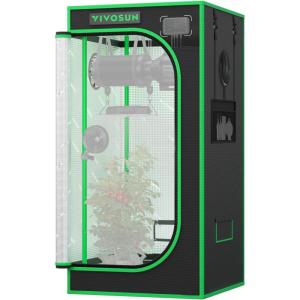 imageVIVOSUN P888 96quot96quot80quot PRO Grow Tent with Thick 1 inch Poles Strengthened High Reflective Mylar Oxford Fabric Extra Hanging Bars ampamp High CFM Kit for Hydroponics Indoor Plant for VS4000424x24x48