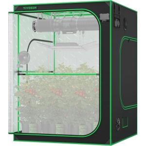 imageVIVOSUN P888 96quot96quot80quot PRO Grow Tent with Thick 1 inch Poles Strengthened High Reflective Mylar Oxford Fabric Extra Hanging Bars ampamp High CFM Kit for Hydroponics Indoor Plant for VS4000460x60x80