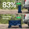 imageVIVOSUN Collapsible Folding Wagon 350 lb LoadBearing Outdoor Utility Cart with Silent Universal Wheels Cup Holders ampampSide Pockets Adjustable Handle for Camping Garden Sports Picnic ShoppingBlue