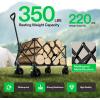 imageVIVOSUN Collapsible Folding Wagon 350 lb LoadBearing Outdoor Utility Cart with Silent Universal Wheels Cup Holders ampampSide Pockets Adjustable Handle for Camping Garden Sports Picnic ShoppingBlack
