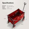 imageVIVOSUN Collapsible Folding Wagon 350 lb LoadBearing Outdoor Utility Cart with Silent Universal Wheels Cup Holders ampampSide Pockets Adjustable Handle for Camping Garden Sports Picnic ShoppingRed