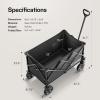 imageVIVOSUN Collapsible Folding Wagon 350 lb LoadBearing Outdoor Utility Cart with Silent Universal Wheels Cup Holders ampampSide Pockets Adjustable Handle for Camping Garden Sports Picnic ShoppingGray