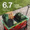 imageVIVOSUN Collapsible Folding Wagon 350 lb LoadBearing Outdoor Utility Cart with Silent Universal Wheels Cup Holders ampampSide Pockets Adjustable Handle for Camping Garden Sports Picnic ShoppingRed