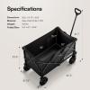 imageVIVOSUN Collapsible Folding Wagon 350 lb LoadBearing Outdoor Utility Cart with Silent Universal Wheels Cup Holders ampampSide Pockets Adjustable Handle for Camping Garden Sports Picnic ShoppingBlack