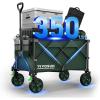 imageVIVOSUN Collapsible Folding Wagon 350 lb LoadBearing Outdoor Utility Cart with Silent Universal Wheels Cup Holders ampampSide Pockets Adjustable Handle for Camping Garden Sports Picnic ShoppingGreen