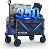 imageVIVOSUN Collapsible Folding Wagon 350 lb LoadBearing Outdoor Utility Cart with Silent Universal Wheels Cup Holders ampampSide Pockets Adjustable Handle for Camping Garden Sports Picnic ShoppingBlue