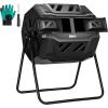 imageVIVOSUN Outdoor Tumbling Composter Dual Rotating Batch Compost Bin 43 Gallon Black DoorBlack