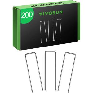 imageVIVOSUN 6 Inch 50Pack Garden Stakes Galvanized Steel Landscape Stapes 11 Gauge UShaped Pins for Weed Barrier Fabric Ground Cover Soaker Hose Irrigation Tubing Holding Fence200 PCS