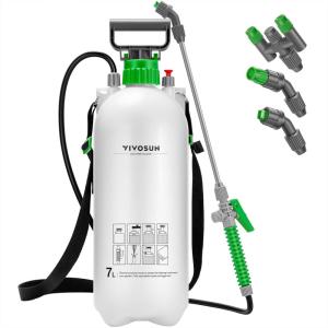 imageVIVOSUN Pump Sprayer 1 Gallon Portable Water Spray Bottle in Lawn and Garden Yard Weed Sprayer for Plants with 3 Nozzles Adjustable Shoulder Strap Pressure Relief Valve18 gal 7L