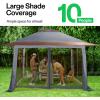 imageVIVOSUN 13 x 13 Pop Up Canopy Tent Quick Setup Canopy Shelter with Mosquito Netting Center Lock Storage Bag Instant Outdoor Gazebo for Parties Patio Lawn Garden BackyardGray