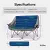 imageVIVOSUN Double Camping Chair Fully Padded Folding Loveseat Oversized Duo Chair with Cup ampamp Wine Glass Holders Pocket Armrests ampamp Carry BagBlue
