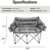 imageVIVOSUN Double Camping Chair Fully Padded Folding Loveseat Oversized Duo Chair with Cup ampamp Wine Glass Holders Pocket Armrests ampamp Carry BagGrey
