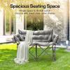 imageVIVOSUN Double Camping Chair Fully Padded Folding Loveseat Oversized Duo Chair with Cup ampamp Wine Glass Holders Pocket Armrests ampamp Carry BagGrey