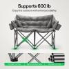 imageVIVOSUN Double Camping Chair Fully Padded Folding Loveseat Oversized Duo Chair with Cup ampamp Wine Glass Holders Pocket Armrests ampamp Carry BagGrey