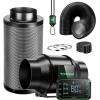 imageVIVOSUN Smart Air Filtration PRO G4 Kit 4quot AeroZesh G4 Inline Duct Fan wGrowHub E42A Temp Humidity WiFiController Carbon Filter ampamp Ducting Cooling ampamp Ventilation System for Grow Tent HydroponicsBlackgreen Blades