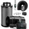 imageVIVOSUN Smart Air Filtration PRO G4 Kit 4quot AeroZesh G4 Inline Duct Fan wGrowHub E42A Temp Humidity WiFiController Carbon Filter ampamp Ducting Cooling ampamp Ventilation System for Grow Tent HydroponicsBlackgreen Blades