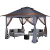 imageVIVOSUN 13 x 13 Pop Up Canopy Tent Quick Setup Canopy Shelter with Mosquito Netting Center Lock Storage Bag Instant Outdoor Gazebo for Parties Patio Lawn Garden BackyardGray