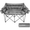 imageVIVOSUN Double Camping Chair Fully Padded Folding Loveseat Oversized Duo Chair with Cup ampamp Wine Glass Holders Pocket Armrests ampamp Carry BagGrey