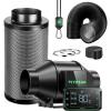 imageVIVOSUN Smart Air Filtration PRO G4 Kit 4quot AeroZesh G4 Inline Duct Fan wGrowHub E42A Temp Humidity WiFiController Carbon Filter ampamp Ducting Cooling ampamp Ventilation System for Grow Tent HydroponicsBlackgreen Blades