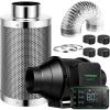 imageVIVOSUN Smart Air Filtration PRO G4 Kit 4quot AeroZesh G4 Inline Duct Fan wGrowHub E42A Temp Humidity WiFiController Carbon Filter ampamp Ducting Cooling ampamp Ventilation System for Grow Tent HydroponicsSilver