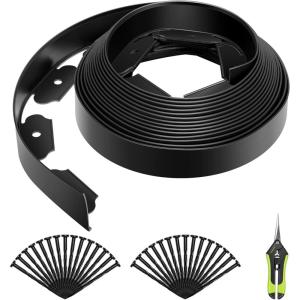 imageVIVOSUN Landscape Edging Kit 40ft Long 2in High NoDig Plastic Garden Edging Border with 36 Anchoring Spikes ampamp Scissors Black2in x 33ft