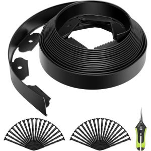 imageVIVOSUN Landscape Edging Kit 40ft Long 2in High NoDig Plastic Garden Edging Border with 36 Anchoring Spikes ampamp Scissors Black2in x 40ft