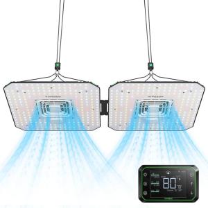 imageVIVOSUN 2Pack AeroLight A100 Tunable Spectrum LED Grow Light 100W with Integrated Circulation Fan ampamp Growhub Controller E42A Compatible with App ampamp E25 2x43x3Ft Coverage2x4 200W