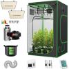imageVIVOSUN 2Pack VS1000 LED Grow Light with Sosen 4x4 Grow Tent 48quotx48quotx80quot 4 Inch 190 CFM Inline Duct Fan Combo 5Pack 5 Gallon Grow Bags and 5 x 15 ft Plant Trellis Netting