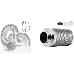 imageVIVOSUN 4 Inch Air Carbon Filter Smellines Control and 4 Inch 8 Feet NonInsulated Flex Air Aluminum Ducting